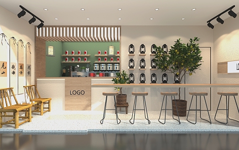 Modern Milk Tea Shop Online Red Coffee Milk Tea Shop 3d model