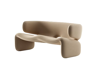 Stylish Beige Two Seater Sofa With Modern Sleek Curved Upholstered Design 3d model