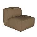 Modern Beige Fabric Single Sofa With Sleek Lines Square Design And Black Legs