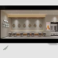 Modern Mall Shop With Glass Facade Display Shelves Tables And Green Plants