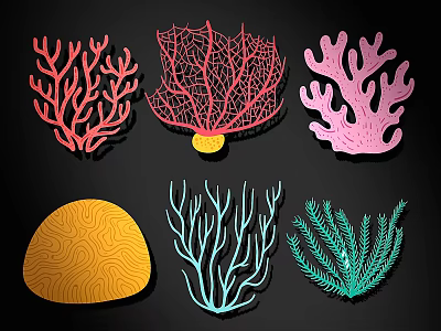 Colorful Coral Wall Decor with Various Shapes for Home Decoration 3d model