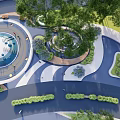 Children's Play Zone With Circular Play Structure Trees Walkways And Lush Greenery
