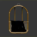 Stylish Rattan Hanging Leisure Chair With Yellow Frame And Black Cushion Design