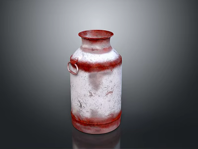Vintage Red And White Ceramic Vase With Handle For Home Decoration 3d model
