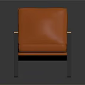 Orange Accent Chair With Wooden Armrests And Metal Frame Modern Design
