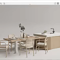 Modern Minimalist Dining Table Set With Light Wooden Chairs And Matching Cabinet