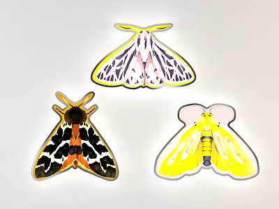 Modern wall lamp home cartoon illustration wall lamp beautiful Chen pendant 3d model