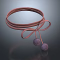 Stylish Multi Layered Brown Ribbon Bracelet With Tied Bow And Purple Spherical Pendants