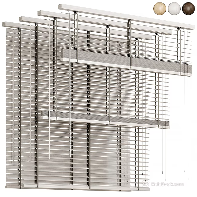 Metallic Window Blinds With Adjustable Blades For Modern Home Decoration 3d model