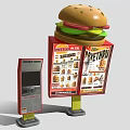 Burger King Fast Food Billboard With Burger Shape Menu And Order Kiosk