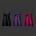 Women's Satin Slip Dresses With Spaghetti Straps In Black Purple Pink Colors