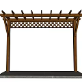 Wooden Garden Pergola with Lattice Top Design and Stone Base Platform Structure