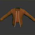 Orange Jacket With Open Zipper Reflective Surface And Gray Gradient Background 3d model