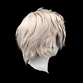 Game and Movie Character White Head With Blonde Short Messy Hairstyle On Black Background