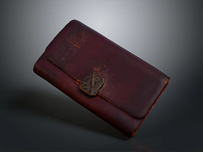 Dark Red Leather Wallet With Metallic Clasp For Daily Essentials Storage 3d model