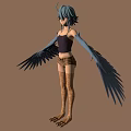Fantasy Blue Haired Female Character With Feathered Wings And Clawed Feet