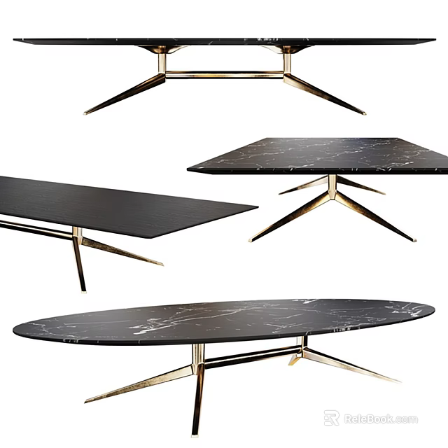 Sleek Modern Coffee Table Designs With Black Marble Tops And Geometric Metal Bases 3d model 