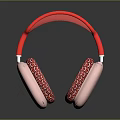 Stylish Red Headband Pink Earmuff Headphones With Knitted Texture Design And Modern Look