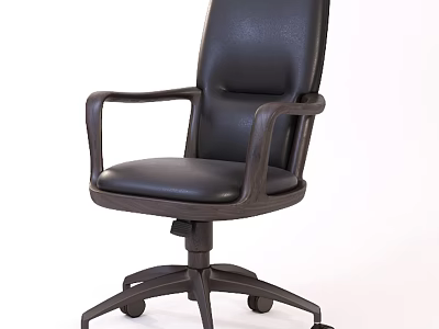 Ergonomic Black Leather Office Chair With Adjustable Armrests Swivel Base And Rolling Wheels 3d model