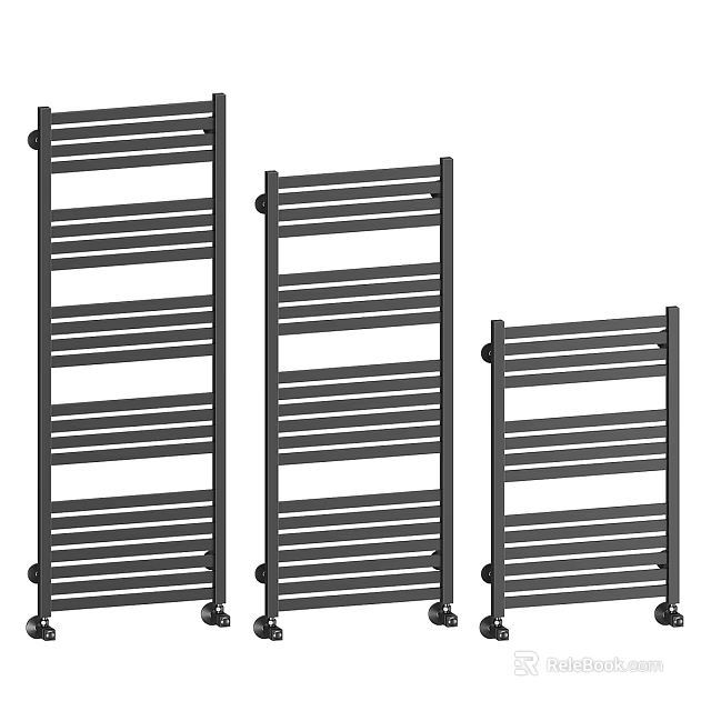 Black Metal Bathroom Cabinet Rack with Three Different Sizes and Wheels 3d model 