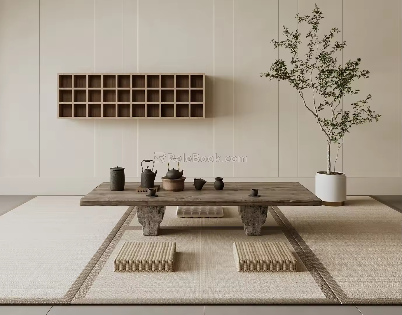 New Chinese Style Tea Room Japanese Style Tea Room Tea Ceremony Tea Table Tea Table Tea Table and Chair 3d model