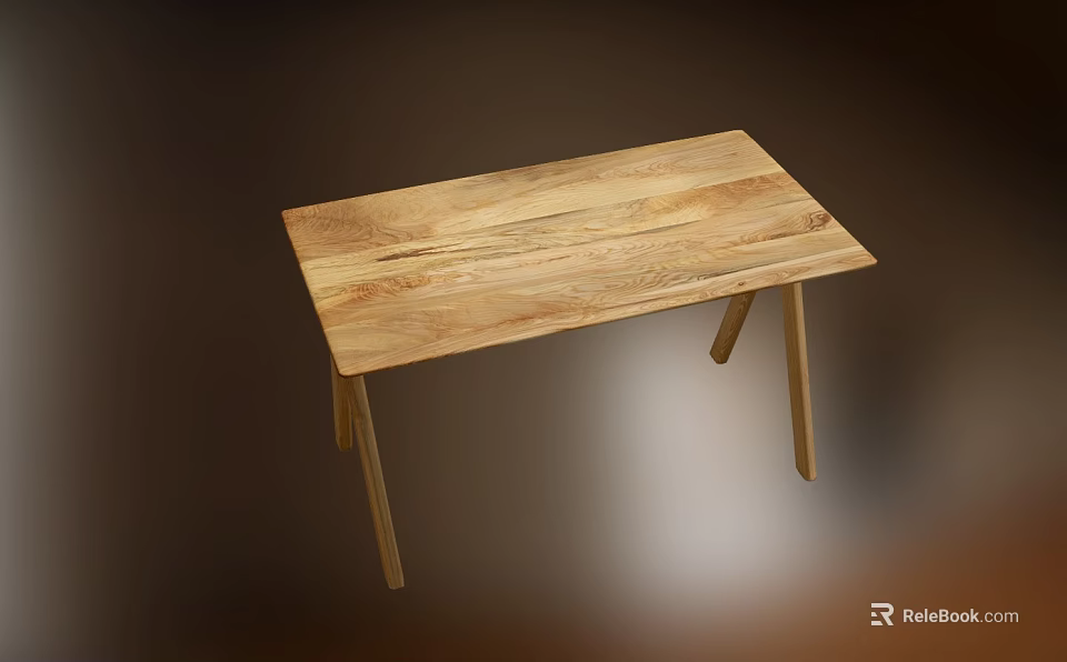 Natural Wooden Table With Minimalist Design And Smooth Surface 3d model 