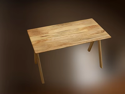 Natural Wooden Table With Minimalist Design And Smooth Surface 3d model