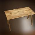 Natural Wooden Table With Minimalist Design And Smooth Surface 3d model