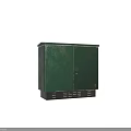 Green Metal Electrical Enclosure With Rustic Surface And Bottom Ports For Outdoor Power Distribution