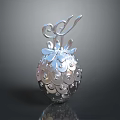 Elegant Silver Strawberry Shaped Sculpture with Spiral Patterns and Intricate Carvings