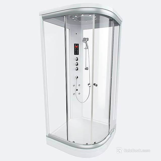 Modern Transparent Glass Shower Cabin With Digital Control Panel And Multi Function Shower Head 3d model 