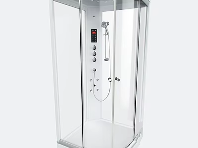 Modern Transparent Glass Shower Cabin With Digital Control Panel And Multi Function Shower Head 3d model