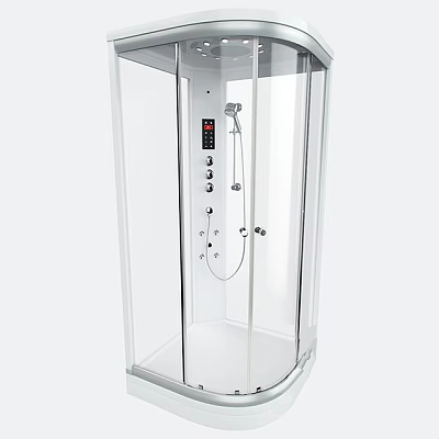 Modern Transparent Glass Shower Cabin With Digital Control Panel And Multi Function Shower Head 3d model