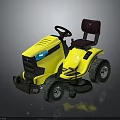 Electric Yellow Ride On Lawn Mower With Steering Wheel Seat And Large Wheels
