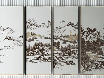 New Chinese Landscape Painting Decorative Painting 3d model