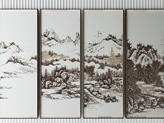 New Chinese Landscape Painting Decorative Painting 3d model