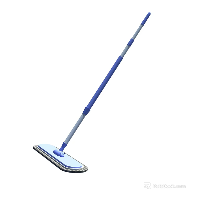 Daily Cleaning Mop With Blue Handle And Flat Durable Head For Efficient Floor Cleaning 3d model 