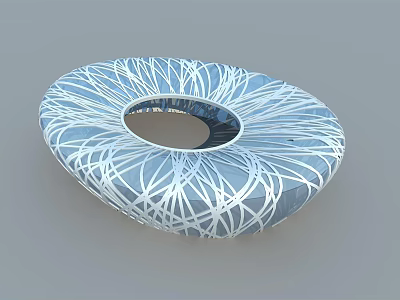 Modern Circular Art Installation With White Interlaced Lines And Central Opening 3d model