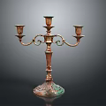 Decorative Vintage Brass Candelabra With Three Curved Arms And Ornate Base