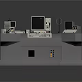 Vintage Computer Console Desk Workstation With Monitor Keyboard Control Panels