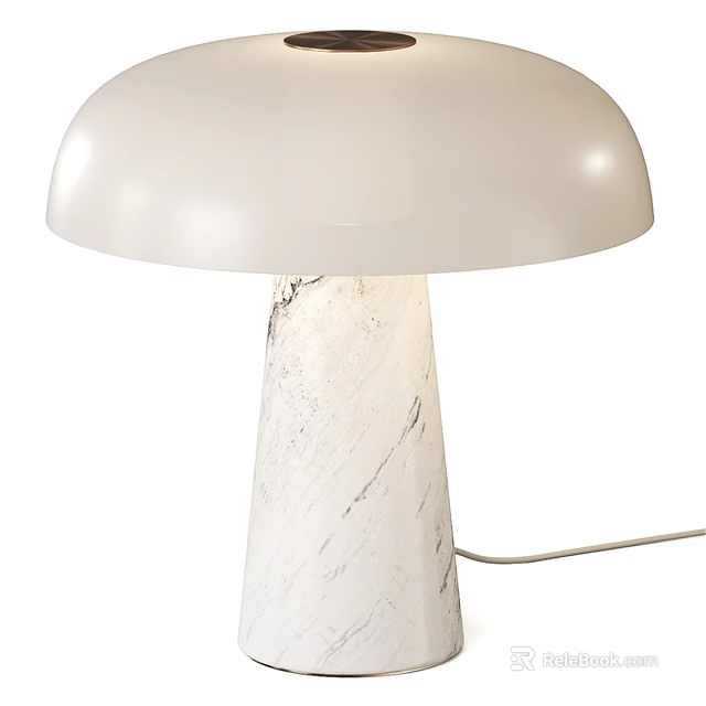 Modern Table Lamp With White Lampshade And Marble Textured Base Design 3d model 