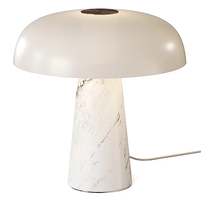 Modern Table Lamp With White Lampshade And Marble Textured Base Design 3d model