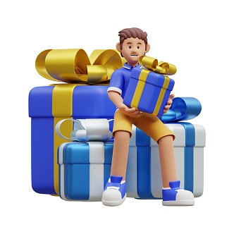 Cartoon Celebration Scene Cartoon Man Cartoon Gift Box Cartoon Man 3d model