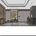Elegant Traditional Hotel Lobby Interior With Cascading Water Screen Bonsai Tree And Reception Desk