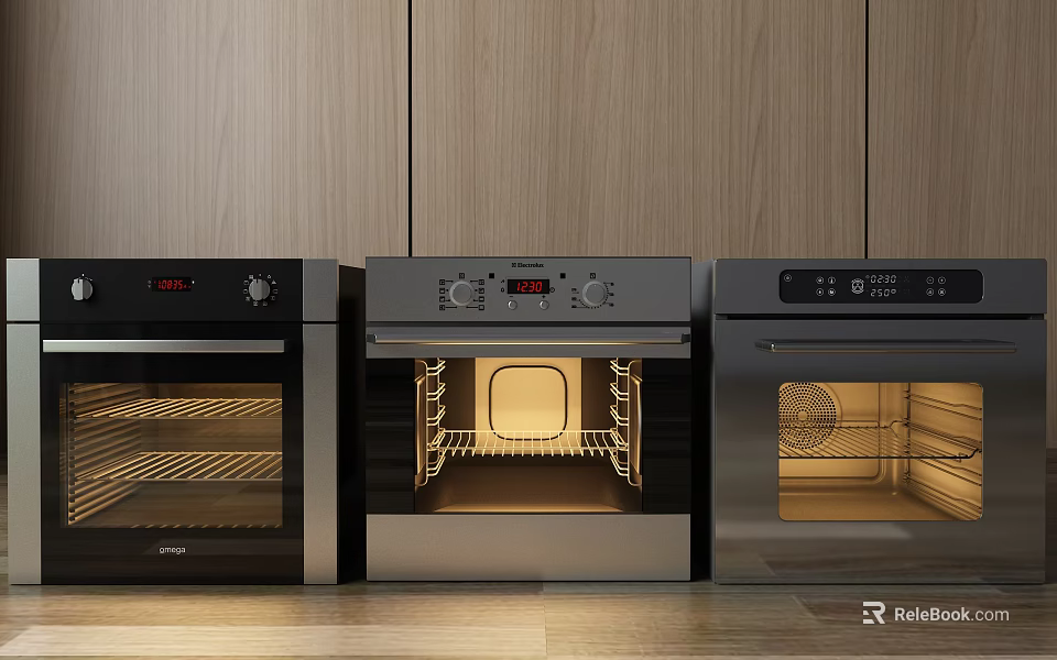 Modern Stainless Steel Built in Kitchen Ovens With Digital Control And Interior Light 3d model 