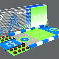 Curling Themed Interactive Zone With Show Time Sign Colorful Grid And Arrows
