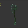 Fantasy Battle Axe With Red Handle And Decorative Metal Head Design