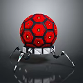 Red Sphere Structure With Hexagonal Patterns Yellow Dots And Mechanical Legs 3d model