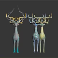 3D Rendered Colorful Deer Group With Glowing Effects And Various Colors