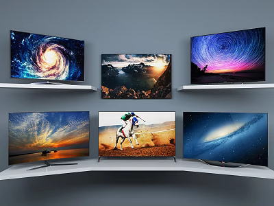 Modern Ultra HD TVs Showcasing Stunning Scenery And Vivid Imagery 3d model